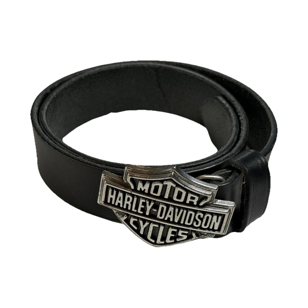 Harley-Davidson Black Leather Belt w/ Motor Cycles Logo Buckle 98456-96M 28/30